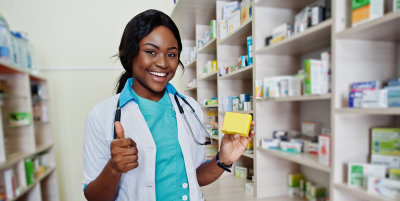 pharmacist working in drugstore at hospital pharmacy